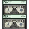 Image 1 : (2) Consecutive 1899 $1 Black Eagle Silver Certificate Notes PCGS Gem New 65PPQ