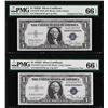 Image 1 : Changeover Pair of 1935D $1 Silver Certificate Notes PMG Gem Uncirculated 66EPQ