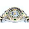 Image 6 : Rolex Ladies Two Tone 14K MOP Diamond & Emerald Datejust Wristwatch