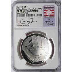 2014-P $1 Baseball Hall of Fame Coin NGC PF70 Ultra Cameo Cal Ripken Jr.