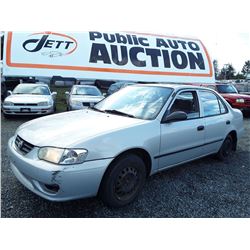 A4 --  2002 TOYOTA COROLLA , Grey , 198390  KM's