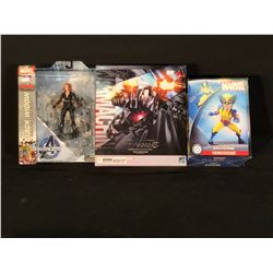 COLLECTION OF 3 MARVEL FIGURINES INC. BLACK WIDOW, WOLVERINE, AND WAR MACHINE