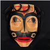 Image 1 : G. WILSON HAND CARVED AND PAINTED "KILLER WHALE PORTRAIT" MASK WITH HORSE HAIR ACCENTS, 13'' T X