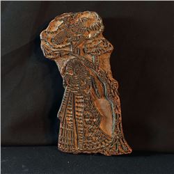 HAND CARVED TRADITIONAL FABRIC BLOCK STAMP, APPROX. 100-200 YEARS OLD, INDIAN DANCER DESIGN ,