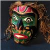 Image 1 : MANNY GEORGESEN HAND CARVED AND PAINTED WILD MAN MASK WITH CEDAR BARK ACCENTS, CARVED IN 1997,
