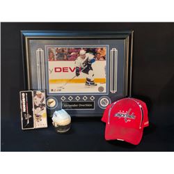 WASHINGTON CAPITALS COLLECTIBLES INC. LIMITED EDITION OVECHKIN FRAMED PRINT, SIGNED HAT, AND MORE