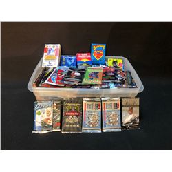 LARGE ASSORTMENT OF FACTORY SEALED TRADING CARDS INC. HOCKEY, FOOTBALL, BASEBALL AND MORE