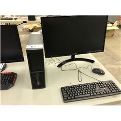 HP DESKTOP COMPUTER WITH LG 24'' FLATSCREEN MONITOR, KEYBOARD, AND MOUSE, PC IS REFURBISHED,