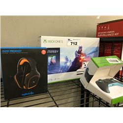 XBOX ONE S WITH LOGITECH G231 PRODIGY GAMING HEADSET AND AN XBOX WIRELESS CONTROLLER