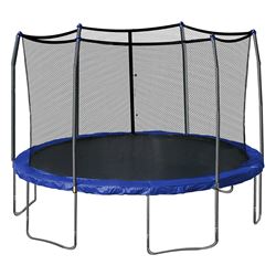 SKYWALKER MODEL SWJE 15B JUMP AND DUMP 15' ROUND TRAMPOLINE WITH BASKETBALL HOOP AND ENCLOSURE