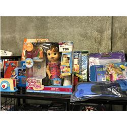 SHELF LOT OF ASSORTED KIDS TOYS