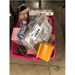 BIN OF ASSORTED DOLLAR STORE ITEMS