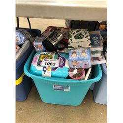 BIN OF ASSORTED DOLLAR STORE ITEMS, BIN NOT INCLUDED