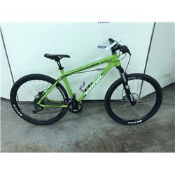 GREEN KONA CINDER CONE 27 SPEED FRONT SUSPENSION MOUNTAIN BIKE WITH FRONT AND REAR HYDRAULIC DISK