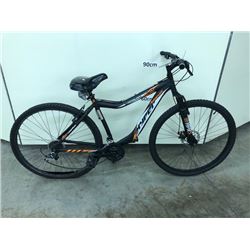 BLACK AND ORANGE HYPER KING TRAIL 21 SPEED FRONT SUSPENSION MOUNTAIN BIKE WITH FRONT AND REAR DISK