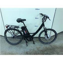 BLACK SINGLE SPEED ELECTRIC ASSIST ROAD BIKE, NO KEY, NO CHARGER