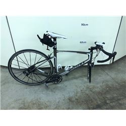 GREY GIANT COMPOSITE 24 SPEED ROAD BIKE WITH CLIP PEDALS, MISSING FRONT WHEEL