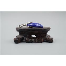 A Natural Lapis Pendnat Inlaid with 925 Silver.