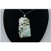 Image 1 : A Grade-A Jadeite "Monkey" Pendant with String Necklace.