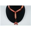 Image 1 : A Red Agate "Bamboo" Pattern Necklace.