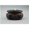 Image 1 : A Turquoise and Amber Round Beads Bracelet.