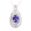 Image 1 : 10.66 ctw Tanzanite And Diamond Pendant And Chain - 14KT White Gold