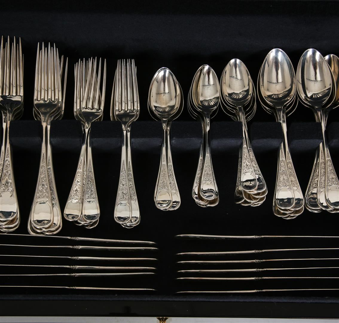 Tiffany Sterling Silver Antique Ivy engraved pattern, Flatware set