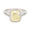 Image 2 : 4.02 ctw Fancy Intense Yellow Diamond and White Diamond Ring - Platinum