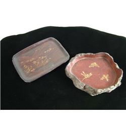 Two Painted Burl Root Trays