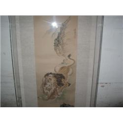 Pair of Hand Painted Silk Decorations