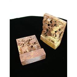 Carved Chinese Agate Book Ends