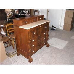 American Antique Pine Chest with Porcelain Drawer Pulls