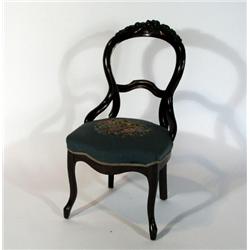 Mahogany Chair with Embroidered Seat