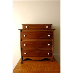 Miniature Antique Pine Cabinet with Porcelain Handles