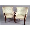 Pair of Damask Upholstered Armchairs