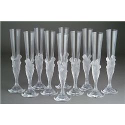 10 Sculptured and Frosted Champagne glasses