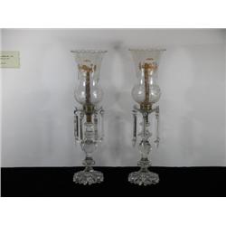 Pair of Cut Crystal Persian Candle Lamps