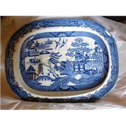 Blue and White Serving Platter with Lid