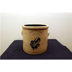 Stoneware Crock with Blue Flower