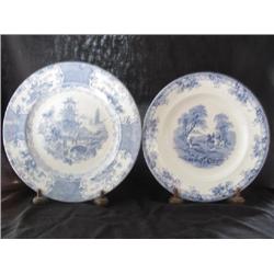 Set of Seven Blue & White Ironstone Abbey Porcelain Plates