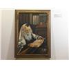 Image 1 : Large Oil of Rabbi Studying Scripture