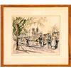 Image 1 : Lot of Five Parisian Signed Color Lithographs: Scene along the Seine, Urban Scene, Scene at a Metro 