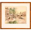 Image 5 : Lot of Five Parisian Signed Color Lithographs: Scene along the Seine, Urban Scene, Scene at a Metro 