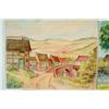 Image 2 : Lot of Three Dutch Watercolors: Countryside Landscape, Cabin in Countryside, Dirt Road into Field