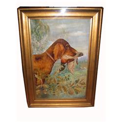 European 19th Century Bird Dog with Pheasant
