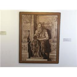 Sepia Tone Photograph of Moses Statue in Italy