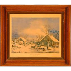 Winter Morning, Feeding the Chickens by C.H. Durrie