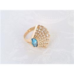 Coquillage State XI Erte Ring in Diamonds and Topaz
