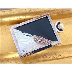 Beloved State V Erte Pendant and Necklace with Rubies, Diamonds, and Mother of Pearl