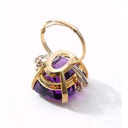 Cushion Cut  Amethyst Ring with Gold and Diamond Setting
